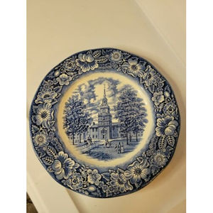 Liberty Blue Independence Hall Dinner Plate Ironstone Staffordshire England